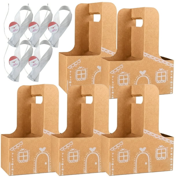 Inteprter Juego de 5 portavasos de jengibre para manualidades con tarjetas de felicitación, cintas decorativas y portavasos para fiestas. Kits de decoración para fiestas