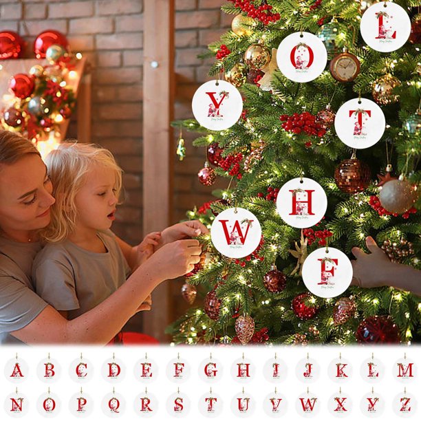 Ganfancp 26 Letra Santa Letra Redondo Acrílico Coche Colgante Holiday Hanging Ornament Accesorios Ofertas Flash Abecedario 81
