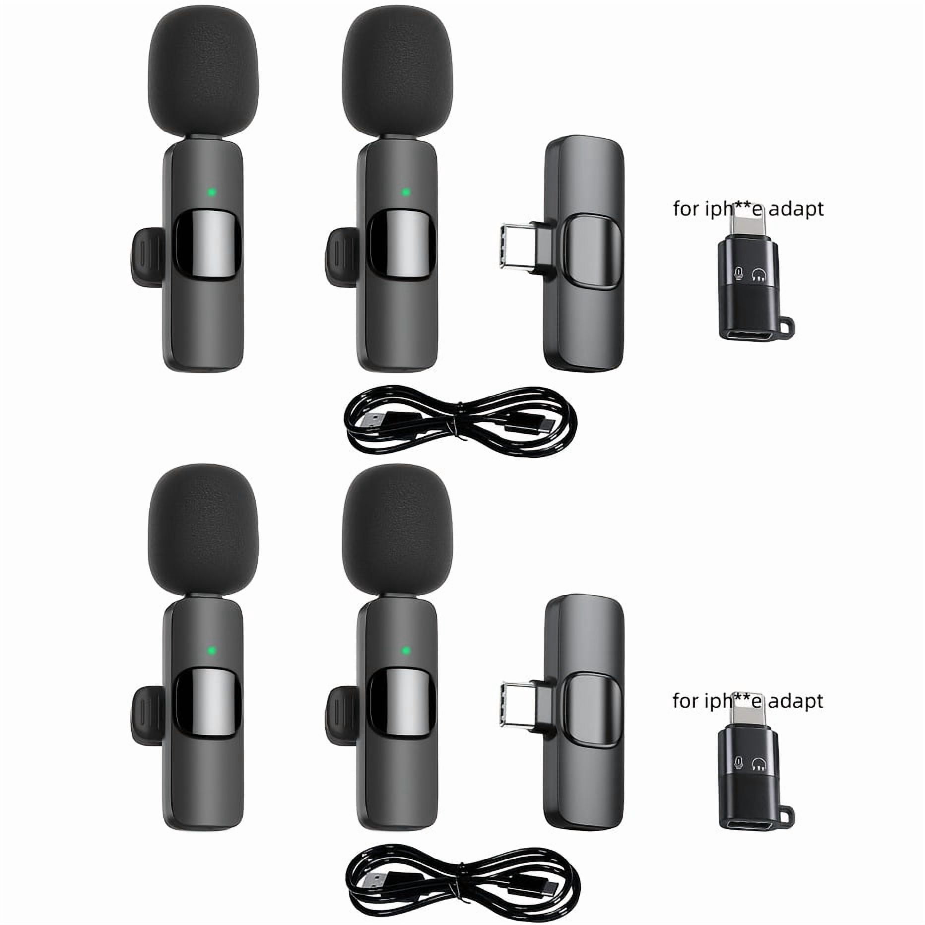 2/4 Wireless Lavalier Microphones for Android/ Iphone, Mini Noise-Canceling Mics for Video Recording, Interviews And Live Streaming, with Adapters Compatible with Iphone Models Before Iphone 14