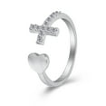 thumbnail image 6 of Adjustable Rings for Women, Stackable Rings, Opening Ring for Women, Cross Ring for Women, Christian Rhinestone Double Cross Ring, Silver, 6 of 6