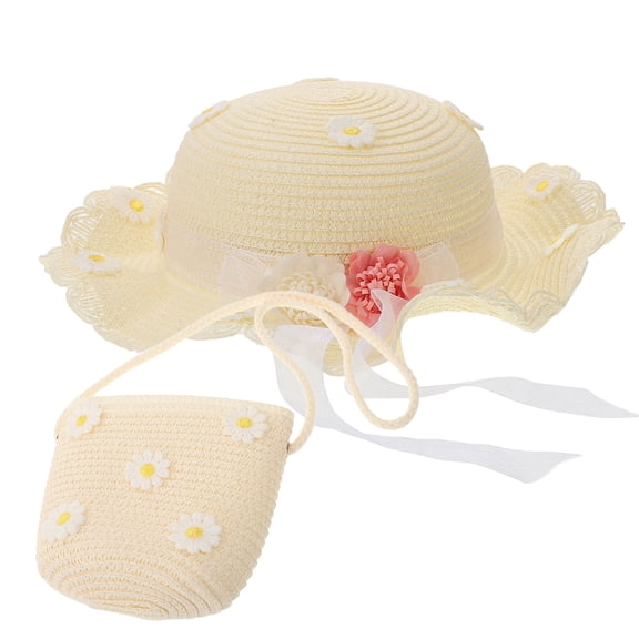 FOMIYES White Kids Sun Hat with Daisy Pattern for Outdoor Activities Lightweight Comfortable Synthetic Material One Size Fits Most