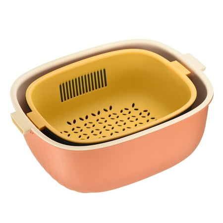 

Unique Bargains Kitchen Strainer Colander Bowl Set Plastic Drain Bowl Orange Blue
