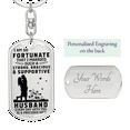 thumbnail image 2 of Strong Precious Supportive Husband Stainless Steel or 18k Gold Premium Swivel Dog Tag Keychain, 2 of 10