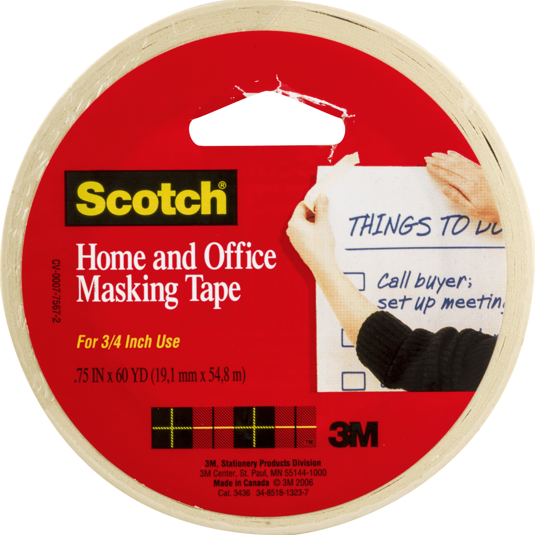 Scotch Masking Tape Roll, .7in. x 54.6 yd., 1 Roll per Pack