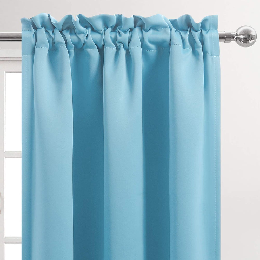 Blackout Curtains 84 inches Long for Living Room, Room Darkening Window Curtain Panels, Rod Pocket Thermal Insulated Solid Drapes for Bedroom, 42x84 inch, Pale Blue, 2 Panels