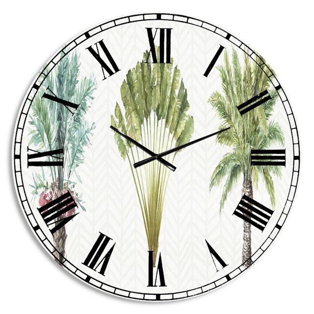 Designart Horloge Murale de Ferme'mixed Botanical Greens palms II'