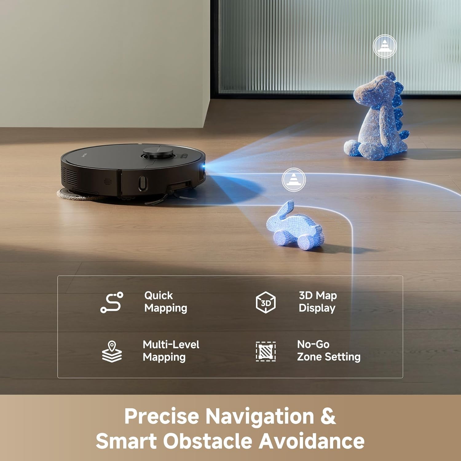 DREAME Robot Vacuum and Mop, 25000Pa Suction, Pet Hair Anti-Tangle, 100 Days Auto-Empty, Self Mop Cleaning & Drying, Mop Extend for Edge Cleaning, Smart Obstacle Avoidance, Voice & App Control,Black