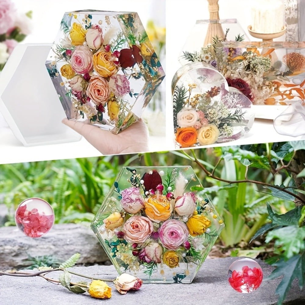 16 Piece Silicone Mold DIY Resin Kit - Create Stunning Epoxy Art with Large Tray Molds for Flowers - Perfect Starter Set with Various Shapes