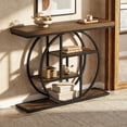 thumbnail image 2 of Gymax 4-Tier Console Table w/Storage Shelves Circle Base Accent Behind Couch Table Rustic Brown, 2 of 10