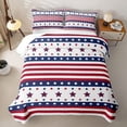 thumbnail image 2 of Manfei Stars Striped Twin Quilt Set,Red Navy Twin Coverlet Set,2pcs, 2 of 7