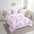thumbnail image 3 of Manfei Cherry Blossom 7-Piece Twin Bedding Sets,Japanese Flower Bedding Comforter Set,Purple White Breathable Sheet Sets,Breathable Floral Bedroom Decorative,Reversible, 3 of 7
