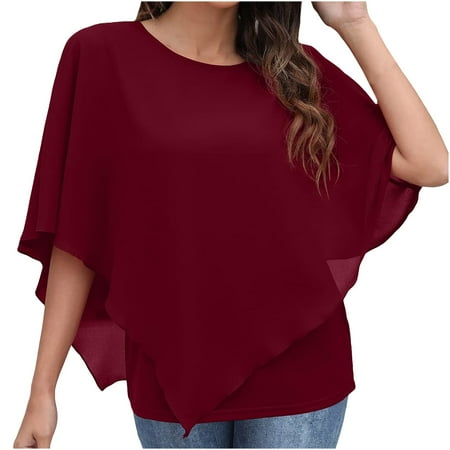 

Mrat Cute Tops For Women Short Sleeve Round-Neck Blouses & Shirts Ladies Fashion Casual Shirt Solid Round Neck Batwing Sleeve Tops Blouse Bustier Tops For Female