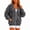 Gray, variant on Wrongduck Women's Velvet Hoodie Jacket Lightweight Zip Up Sweatshirt Oversized Casual Hooded Coat with Pockets Spring Fall Outerwear