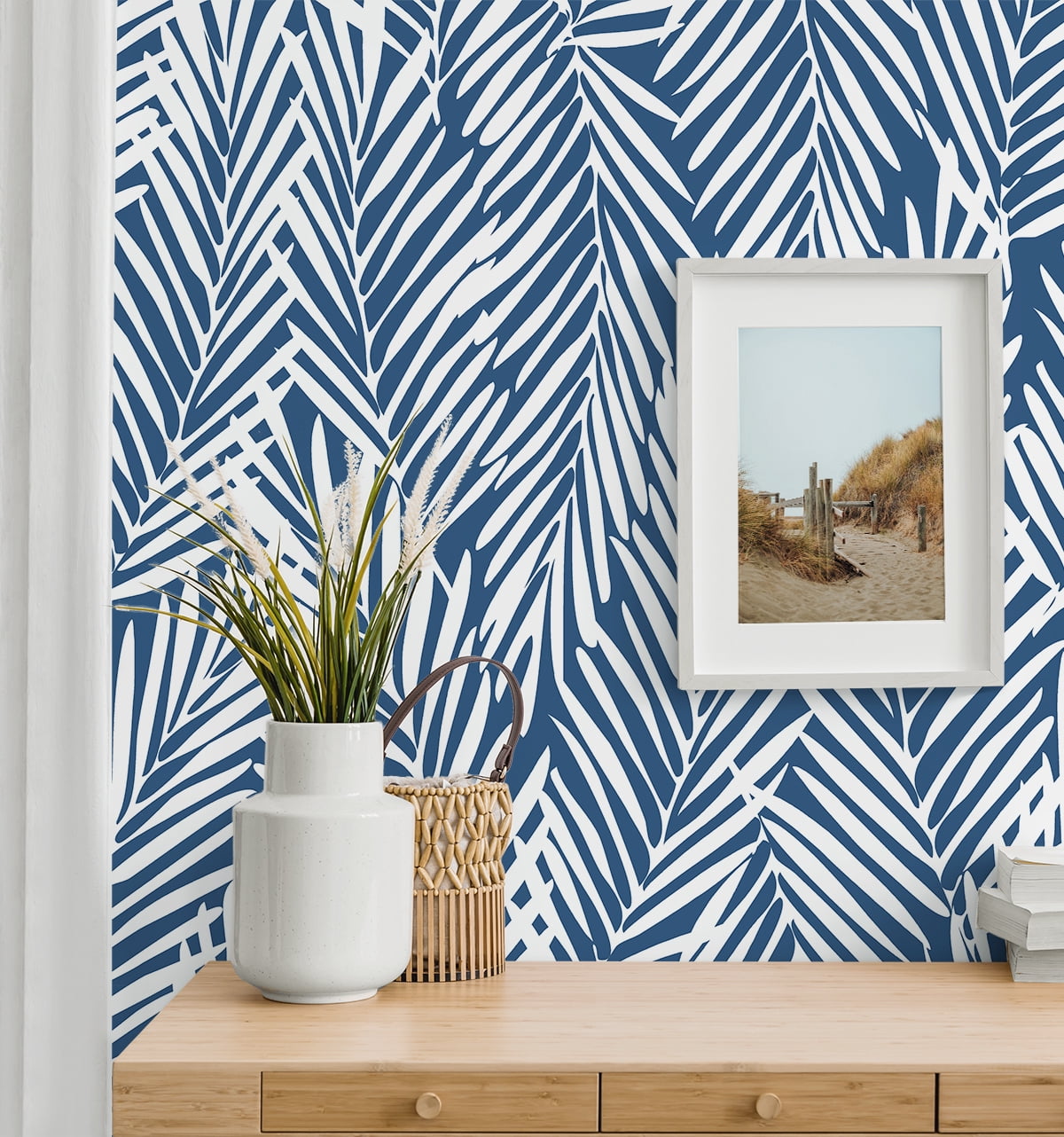 Stacy Garcia Home Coastal Blue Mod Palm Peel and Stick Wallpaper