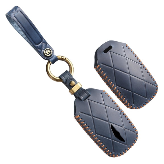 Premium 6-Button Leather Key Fob Cover with Keychain for Genesis GV60 GV80 G70 G90 Models 2023 2024 2025 Keychain