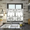 thumbnail image 4 of Yayeee Kitchen Curtains Tier Pair Light Filtering 27"x36" Rod Pocket Short Cafe Window Panel, White Chubby Cat, 4 of 7