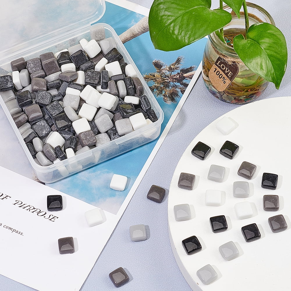 Glass Cabochons Mosaic Tiles for Home Decoration or DIY Crafts Square Mixed Color 12x12x6mm 190~224pcs/box for DIY