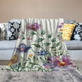 thumbnail image 2 of JRXY Flannel Fleece Blanket - Spring Flower Butterfly Decorations Farmhouse Seasonal Summer White, 2 of 6
