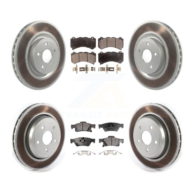 Transit Auto Front Rear Coated Disc Brake Rotors and Ceramic Pads Kit for Car 2018-2020 Dodge Durango with Vented KGT-103136