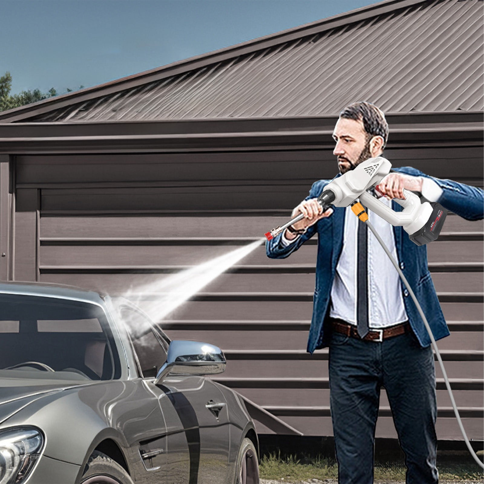 Feltree Portable Cordless Car Pressure Washer with 15000mAh Lithium Battery, Adjustable Nozzle for Home and Auto Cleaning