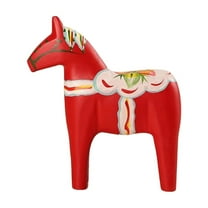 Painted Wooden Swedish Horse Sculpture - Traditional Craftsmanship, Decorative Home Ornament - Solid Wood, Red Finish for Desktop/Shelf Decoration