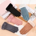 thumbnail image 4 of Suede Warm Gloves Winter Ladies Student Cute Korean Version With Thickened Outdoor Riding Screen Gloves, 4 of 9