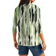 thumbnail image 5 of Women's Henley Neck V-Neck 3/4 Sleeve Tunic Top with Floral Print & Ribbed Detailing, Button Front Casual Blouse for Layered Outfits,Green L, 5 of 5