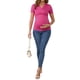 thumbnail image 2 of Blusa de lactancia de verano para mujeres INSPIRE CHIC, con cuello en V, manga corta, tops para embarazo, camisetas fruncidas, color rosa caliente mediano, 2 of 6