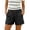 Black, variant on UDAUDU Womens Linen Shorts High Waist Casual Summer Shorts Button Down Straight Leg Bermuda Beach Shorts with Pockets Blue 2XL
