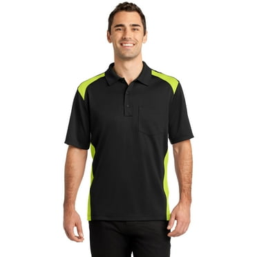 CornerStone Select Snag Proof Two Way Colorblock Pocket Polo-S (Black/ Shock Green)