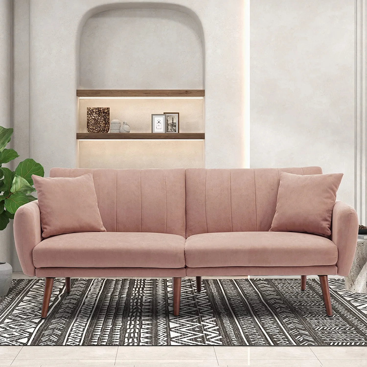 Vicluke Convertible Futon Sofa Bed, Modern Upholstered SplitBack Foldable Sleeper Sofa Couches