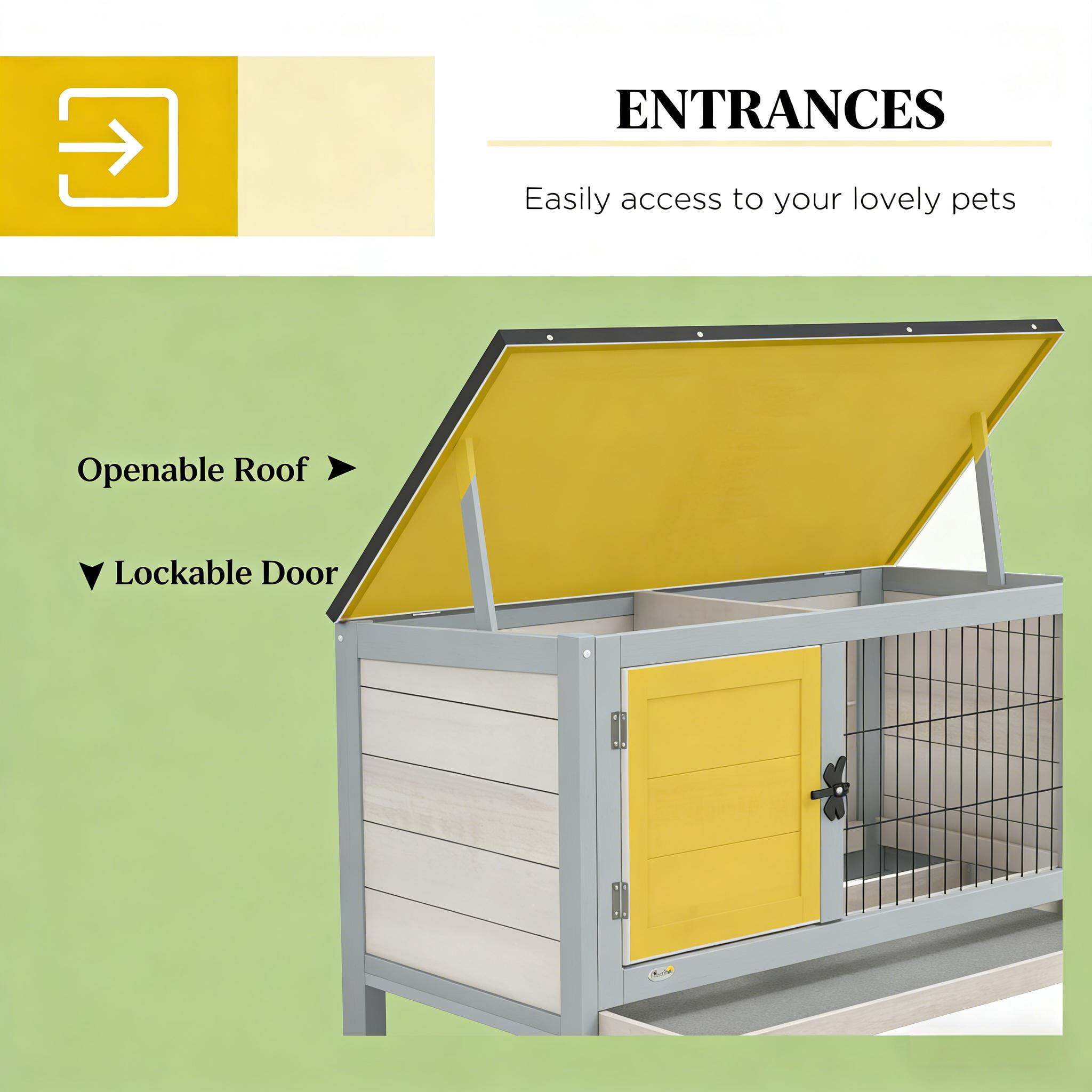 Dog Crate, Small Animal Cage Rabbit Hutch,Elevated Rabbit Hutch, Black+ Gray Pet Playpen,Wood Chicken Coop, Pet Supplies Pens & Hutches