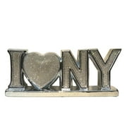 "I Love New York" Ceramic Chrome Plated Table Top in Diamond Incrustation (20-in x 4-in x 8-in)