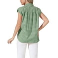thumbnail image 3 of INSPIRE CHIC Summer Check Top for Women's 1950s Vintage Button Up Dressy Casual Blouse L Green, 3 of 6
