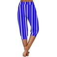 thumbnail image 6 of XuJwPNcy Womens Capri Pants Casual Summer Stripe Print Elastic Waist Capris Soft Active Stretch Cinch Bottom Pants, 6 of 6