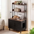 thumbnail image 2 of ROGALIS 55'' Cat Litter Box Enclosure with 2 Shelves and Charging Sockets, Wooden Cat House Hidden Litter Box Furniture, Large Indoor Cabinet for Livingroom and Entryway, Black, 2 of 7