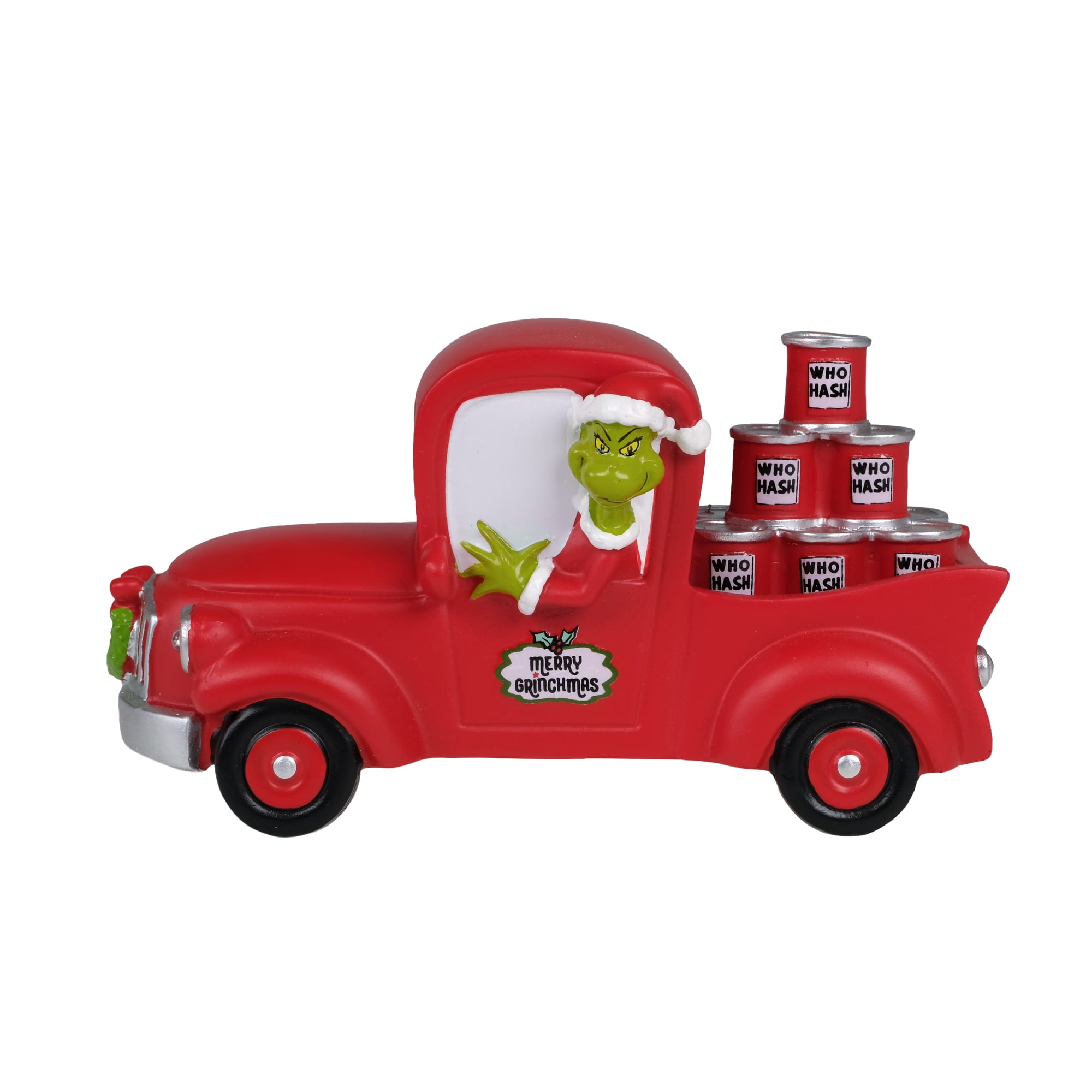 Dr. Seuss The Grinch Red Christmas Truck Tabletop Figurine with Merry Grinchmas Sign