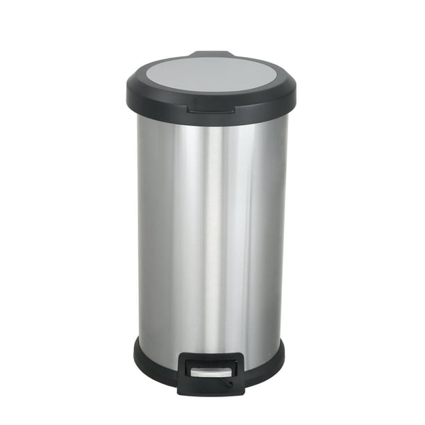 40l Round Stainless Steel Kitchen Trash, Round Trash Can With Lid
