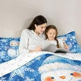 thumbnail image 5 of Castle Fairy Kawaii Xmas Snowman 3 Pieces Queen Comforter Set for Kids Children Teens,Gradient Christmas Snowflakes Ultra Soft Bedding Sets,Happy New Year Bedding Comforter Set Breathable, 5 of 8