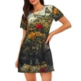 thumbnail image 1 of Saiise Motif Floral Rhinocéros avec Oiseaux Chemise de Nuit à Manches Courtes Col Rond Mignonne Robe de Nuit Confortable, 1 of 6