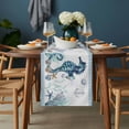 thumbnail image 2 of Coastal Seahorse Table Runner - 120 Inch Long, Kitchen Dining Table Runner Dresser Scarves, Nautical Starfish Shell Seaweed Anchor Farmhouse Decor for Coffee Tables Wedding Party Banquet, 2 of 8