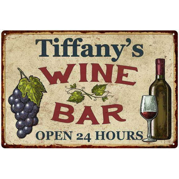 Tiffany's Rustic Wine Bar Sign Wall Decor Kitchen Gift 16 x 24 Matte Finish Metal 116240056670