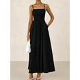 thumbnail image 2 of Women'S Summer Maxi Dresses Beach Sundress Casual Spaghetti Strap Smocked Swing A Line Long Flowy Dress Black XL, 2 of 5
