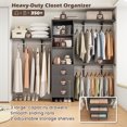 thumbnail image 3 of Coat Racks Closet Organizer - High Capacity Wardrobe Rack with 3 Drawers, Shelves & Expandable Hanger Rods, Fits 6-9 ft Spaces, Durable & Stylish - 96" L x 16" W x 75" H, Supports Up to 1000 LBS,Meta, 3 of 6