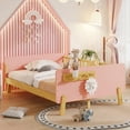thumbnail image 5 of Mirightone Full Size Montessori Bed with Headboard and Footboard, Wood Full Bed Frame with Rails for Girls Boys, Pink, 5 of 10