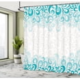 thumbnail image 5 of Ambesonne Abstract Shower Curtain, Floral Classic Design, 69"Wx84"L, Teal Turquoise White, 5 of 5