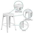 thumbnail image 2 of 24'' High Backless White Metal Indoor-Outdoor Counter Height Stool with Square Seat, 2 of 9