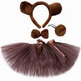 thumbnail image 2 of Falda de tul esponjosa con tutú de oso marrón para niñas pequeñas, disfraz de fiesta de animales de la jungla, ropa para niños, 2 of 5