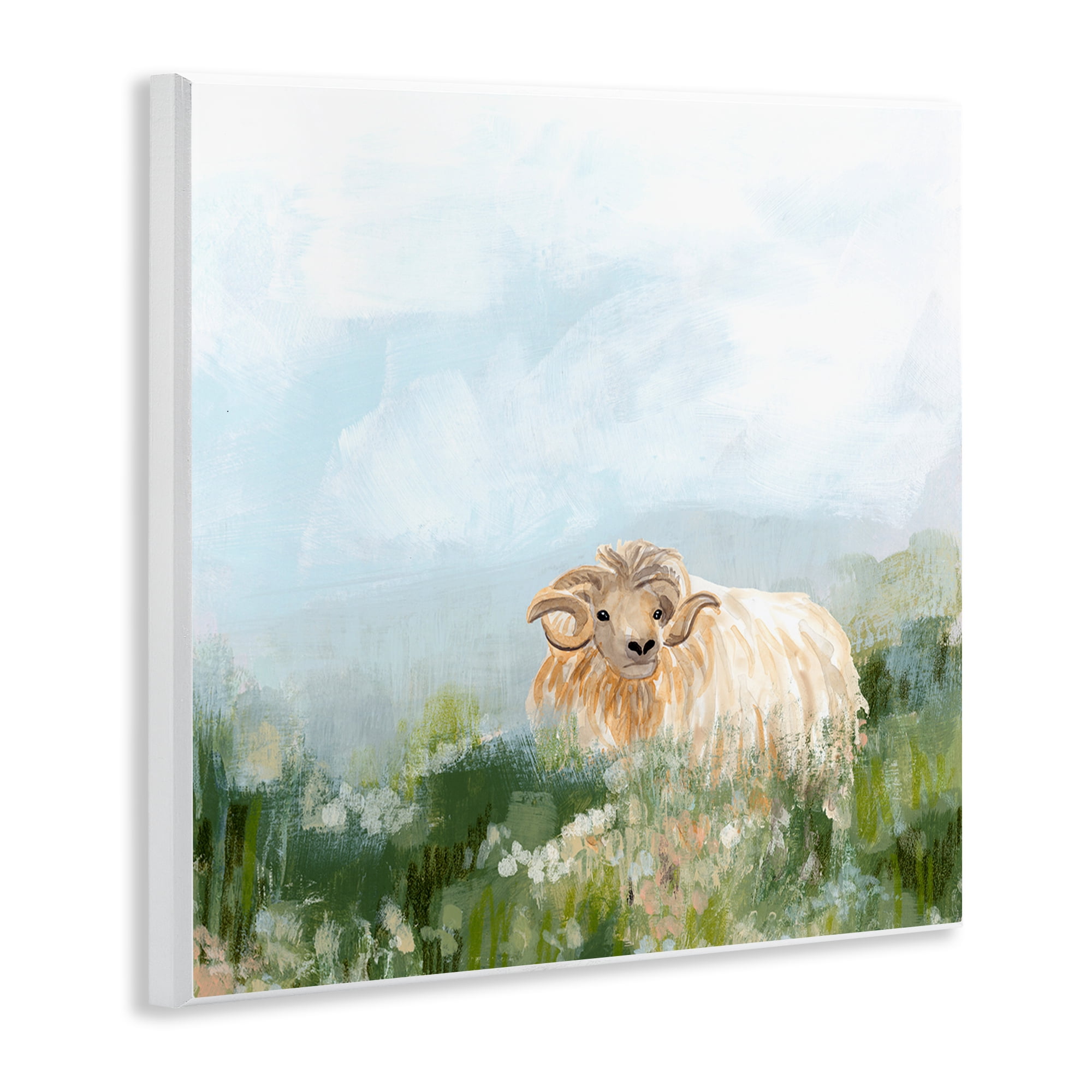 Stupell Industries Rural Goat in Meadow Animals & Insects Painting Unframed Art Print Wall Art, 12 x 12