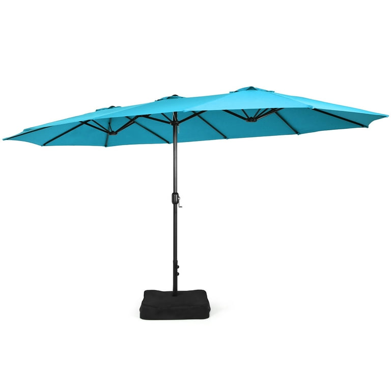 Gymax 15ft Double-Sided Patio Twin Umbrella, Extra-Large Outdoor